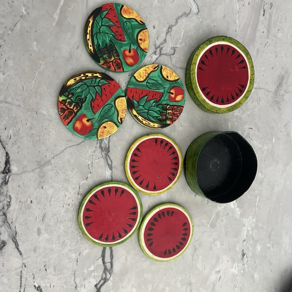 Watermelon & Fruit Coasters Made In‎ Mexico Set Of 6